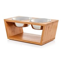 Mangeoire pour animaux de compagnie en bambou écologique de qualité supérieure, fabriquée sur mesure, table à manger pour chiens et chats, station de nourrissage ergonomique surélevée pour animaux de compagnie
