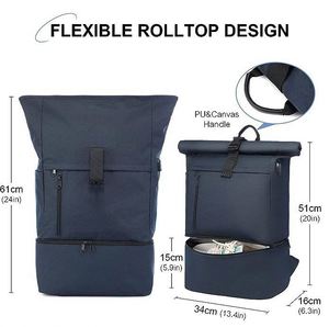 Free sample Custom Rucksack <b>Rolltop</b> Eco-friendly Waterproof <b>Backpack</b> Stylish Anti Theft Scool Bag with USB College Laptop - Product Image 5