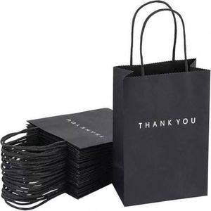 ถุงกระดาษคราฟท์รีไซเคิลสีขาวน้ำตาลพิมพ์ลายขอบคุณแบบออฟเซ็ตตามสั่ง พร้อมหูหิ้ว ขายส่ง มีตัวเลือกพิมพ์โลโก้ตามสั่ง - Product Image 1