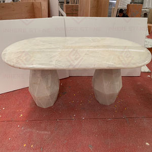 Table à manger en pierre de quartzite onyx blanc translucide de luxe, design minimaliste, nouvelle collection, pour la décoration intérieure - Product Image 3