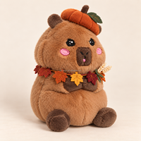 Nouvel Arrivage Personnalisé : Peluche Capybara avec Chapeau Citrouille, Thème Récolte d'Automne et Thanksgiving, en Polyester Doux et Résistant, pour Décoration de Table
