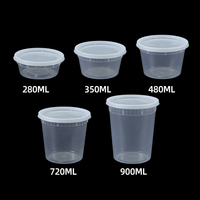 Emballage de gobelets à soupe jetables, bol rond avec couvercle, seau à bouillie, boîte à lunch à emporter de qualité alimentaire, en plastique épaissi, anti-fuite