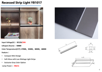 Profil LED encastré avec détecteur de mouvement, en aluminium et PC, dimmable, pour éclairage d'armoires, étagères et vitrines de boutique YB1017-23