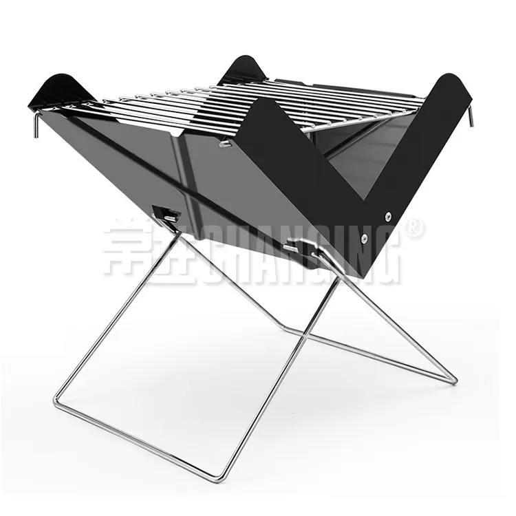 סיטונאי נייד X-צורת גריל קמפינג חיצוני ברביקיו שולחן מתקפל מנגל גריל מסחרי פחם מנגל גריל שחור כלי בישול