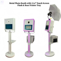 Xingruijia XRJ 2026 Photomaton ovale en métal avec écran tactile 15,6 pouces, conception étanche, ventilateur de refroidissement RGB, impression en libre-service