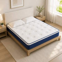Matelas en tissu tricoté avec contraste de couleur bleu sur le bord et ressorts ensachés individuels