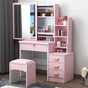Gran oferta de tocador de madera estilo MDF blanco con espejo de maquillaje de pie y taburete para uso en dormitorio específico para escritorio de maquillaje - Product Image 4