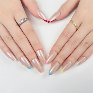 Punta francesa personalizada de fábrica, cubierta completa falsa, prensa en las uñas, venta al por mayor, uñas artificiales de alta calidad para Salón de Arte de uñas - Product Image 5