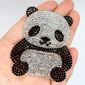 Wholesale Rhinestone Animal <strong>Patches</strong> Iron on Cute Small Chinese <strong>Panda</strong> Shaped Beaded Rhinestone <strong>Patch</strong> for Clothes Accessories - Product Image 2