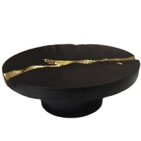 Tavolino da Caffè Rotondo in Legno Dorato di Lusso per <span class=keywords><strong>Arredamento</strong></span> Soggiorno - Product Image 2