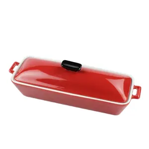 Rectangle shape ceramic loaf pan, casserole pan cookware brands with cover