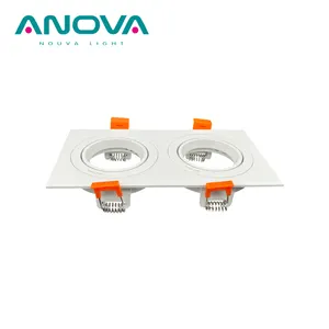 Square Downlight housing cover 20 degree Tilted double head GU10 COB Led Recessed spotlight Frame