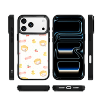 Coque de téléphone AG Feeling Black Edge avec motif lion et canard jaune doré pour iPhone 17, 17 Pro Max, 16 Pro, 15, 15 Pro Max, 15 Pro, 14 Pro Max – Coque magnétique