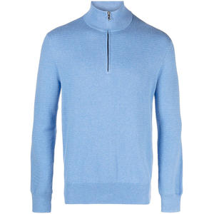 Suéter de algodón personalizado para hombre, jersey blanco puro, sencillo, manga larga, cremallera, cuello simulado, suéter, prendas de punto para hombre - Product Image 4