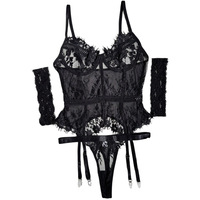 Ensemble de lingerie sexy en dentelle à motif d'arêtes de poisson, nouvelle collection, transparent, pour femmes