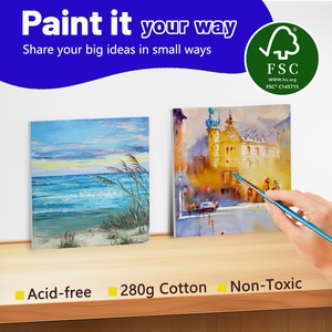 Toiles pour la peinture, planches de toile vierges de 8x8 pouces pour la peinture-Fournitures d'art Panneaux de toile 100% coton pour l'huile, peintures acryliques - Product Image 4