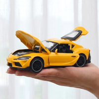 Modèle de voiture de sport JDM Supra de luxe à l'échelle 1/32, en métal moulé sous pression, avec capot/coffre ouvrables, jouet en alliage à rétrofriction avec lumières et sons