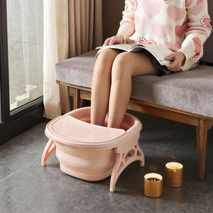 Bak mandi kaki rumah tangga portabel multifungsi, baskom plastik lipat dengan tutup yang dipertebal, ember cuci kaki isolasi - Product Image 1
