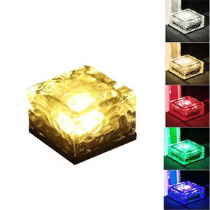 RGB <span class=keywords><strong>LED</strong></span> năng lượng mặt trời ánh sáng cho ngoài trời sân trang trí không thấm nước đá gạch sàn kính gạch vuông bãi cỏ Băng khối ngầm - Product Image 2