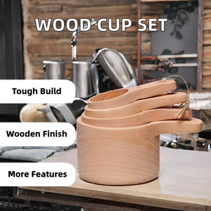 Juego de Tazas Medidoras de Madera de Haya Japonesa, 4 Piezas, Cuchara Medidora de Café de Acacia Ecológica, Duradera y Elegante - Product Image 2