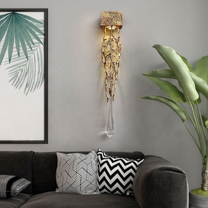 Hiện đại LED đồng tường ánh sáng ưa thích phổ biến pha lê Đèn sang trọng vàng kết thúc sáng tạo kính Quà Tặng nhôm Brass trang chủ trang trí - Product Image 4