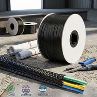 Gaine tressée flexible en PET nylon ignifuge extensible pour la protection des faisceaux de câbles automobiles