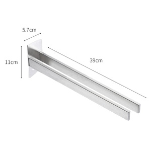 Porte-serviettes double mural moderne pour salle de bain d'hôtel, en acier inoxydable noir mat avec crochet, design 3D, 39 cm, <span class=keywords><strong>Homedec</strong></span> - Product Image 6