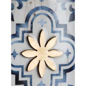 DB S/4นามธรรมตกแต่งผนังสีฟ้าและสีขาวทอง9.5X9.5นิ้ว - Product Image 6