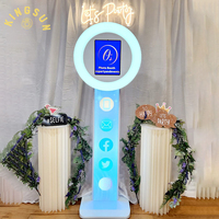 Cabina de Fotos para iPad para Bodas, Compatible con iPad de 10.2/10.5/10.9/11/12.9/13'', Máquina Giratoria para Fotos con Iluminación RGB y Anillo de Luz Ajustables