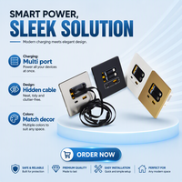 Boente Mini - Enchufe de Pared Eléctrico Universal Oculto con Configuración USB, Cable Lightning y Tipo-C