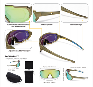 Gafas de Sol de Moda para Senderismo, Montura Grande Semi-Sin Aro, Lentes Anti-UV, Gafas Deportivas, Negro Mate, Anti-Rayones, Unisex - Product Image 4