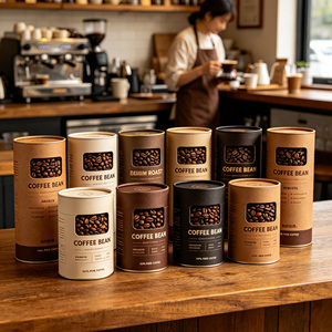 บรรจุภัณฑ์กาแฟพรีเมียมแบบหลอด อาราบิก้า 250 กรัม หลอดกระดาษคราฟท์ รีไซเคิลได้ บรรจุภัณฑ์ทรงกระบอกสำหรับกาแฟคั่วสด - Product Image 4