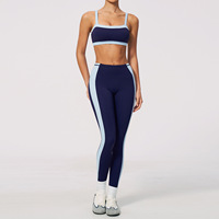 Ensemble de yoga contrastant effet seconde peau pour femme, ensemble assorti color block, tenue de sport esthétique 'Clean Girl'