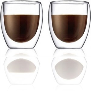 350ml 12oz Clear Custom Logo Insulated <b>Glass</b> Tumbler <b>Double</b> <b>Wall</b> <b>Glass</b> Coffee Cup - Product Image 1