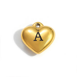 Colgante de corazón de acero inoxidable con letras del alfabeto para hacer collares, accesorios de joyería DIY, tamaño mediano, texto cóncavo impermeable - Product Image 2