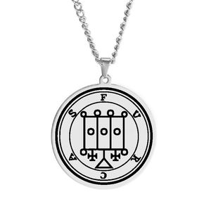 Collier pendentif en acier inoxydable avec sceaux des 72 esprits, la clé inférieure de Salomon, le roi Asmoday, origines démoniaques, <span class=keywords><strong>Goetia</strong></span> 49-60 - Product Image 1