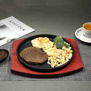 Горячая распродажа, сковорода для жарки, стейк из чугуна с деревянной основой - Product Image 5