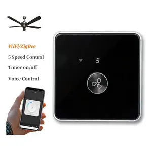 Smart Wif Fan Switch 5 Speed Control EU Ceiling Fan Rotary/Knob Switches Tuya Remote Work with Alexa Google Home