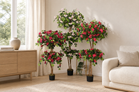 Plante artificielle fleurie Jiawei Bougainvillea JWT4165 en plastique écologique réaliste 120CM 4 pieds pour la maison, l'hôtel, le bureau, le jardin