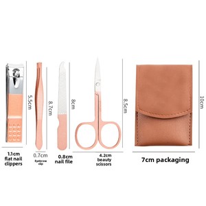 Ensemble de <span class=keywords><strong>manucure</strong></span> en acier inoxydable de haute qualité, 16 pièces, coupe-ongles durables, kits de ciseaux à ongles avec étui en cuir - Product Image 4