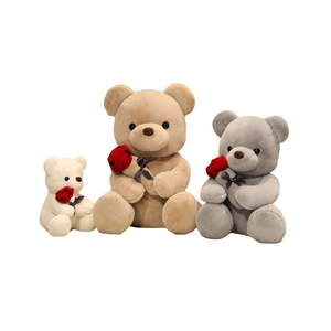 Orsacchiotto di Peluche <span class=keywords><strong>con</strong></span> Rosa, Personalizzabile per Regali di <span class=keywords><strong>Compleanno</strong></span>, Morbido Giocattolo per Bambini - Product Image 4