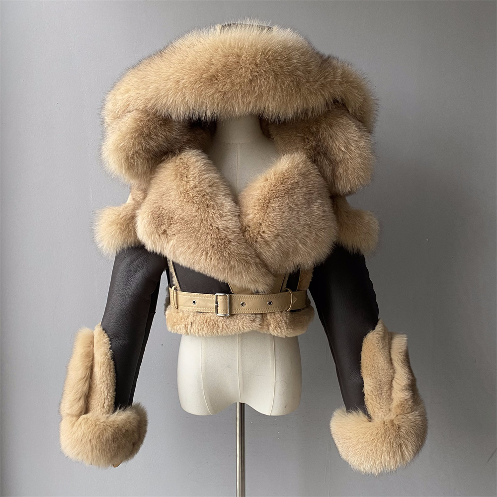 Pelliccia marrone+kaki