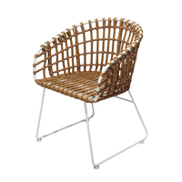Chaise en rotin PE tressé à la main, design classique et moderne, pour extérieur, villa, jardin, patio, avec structure en fer, imperméable, pour parc et cuisine, personnalisable