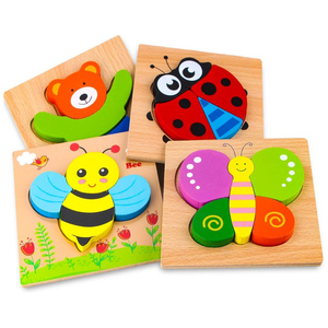 Juguetes de Madera para Bebés y Niños Pequeños, Rompecabezas 3D Ecológicos y Coloridos, Rompecabezas de Animales de 50 Piezas, Venta al Por Mayor - Product Image 1