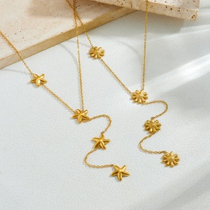 Fashion Pendant Necklace Zinc Alloy Star Flower Daisy Design Long Clavicle Chain Daily Wear Gift Jewelry N4272N4276 - Product Image 3