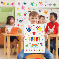 Autocollant mural coloré imprimé à la main, peinture arc-en-ciel, décoration de chambre d'enfants, autocollant scolaire pour mur