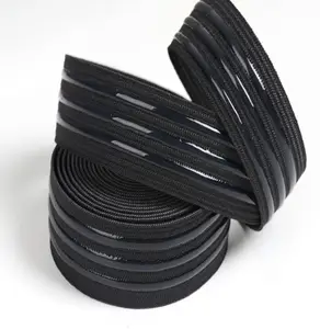 Non-slip Silicone Elastic Webbing Black and White Anti-slip Polyester Silicone Elastic Band