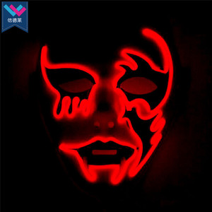 TW-M074หน้ากากปีศาจเรืองแสงหน้ากากพีวีซีแบบไม่ระบุชื่อพร้อมสายรูปเอลฮาโลวีนงานคาร์นิวัลหน้ากากเรืองแสงตกแต่งหน้ากากเรืองแสงในที่มืด LED - Product Image 4