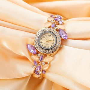 Nouvelle <span class=keywords><strong>montre</strong></span>-bracelet en alliage décorative pour femme, style coréen, avec feuille et quartz, sertie de diamants, édition féminine, <span class=keywords><strong>5</strong></span> vendues - Product Image 3
