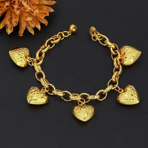 JXX Venta al por Mayor de Cadenas de Latón Chapadas en Oro de 24k con Dijes en Forma de Corazón para la Fabricación de Joyería y Pulseras Unisex de Moda - Product Image 4